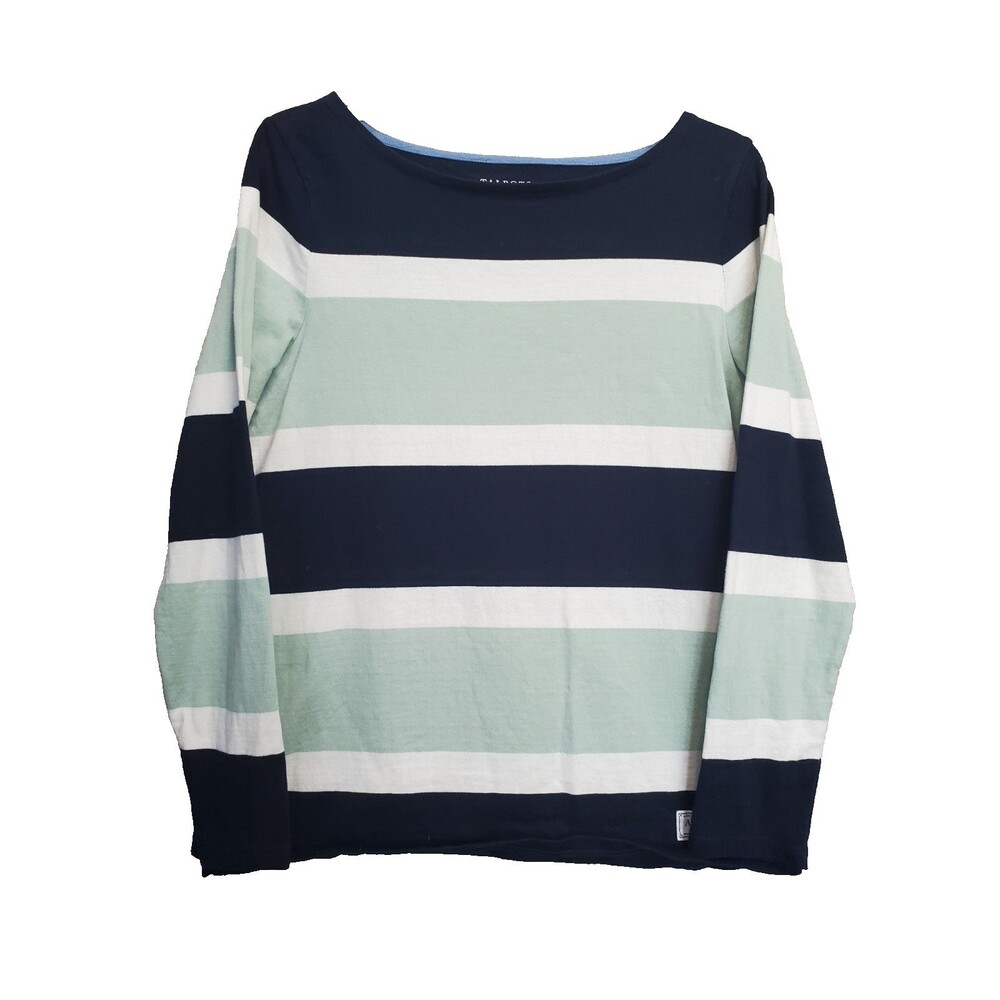 Talbots Cotton Wide Stripe Long Sleeve Boat Neck T-Shirt Size Medium